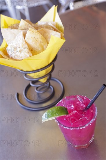 Tortilla chips and margarita