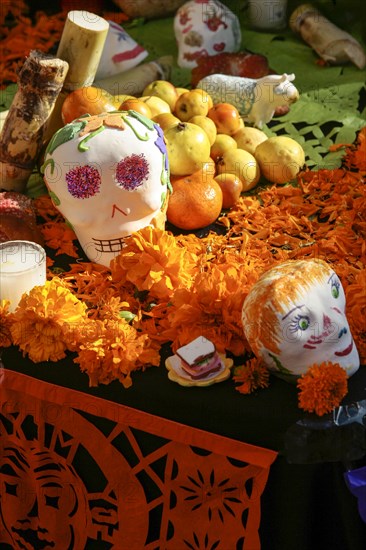 Fresh fruit and flowers for Day of the Dead