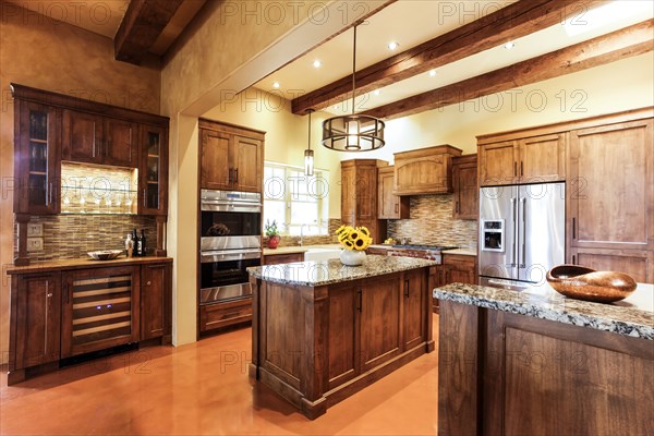 Wooden cabinets in modern kitchen