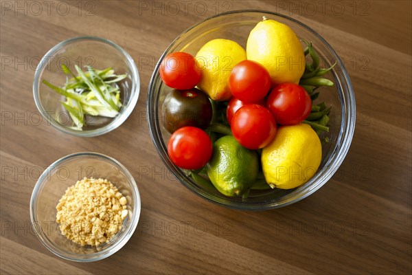 Bowls of ingredients