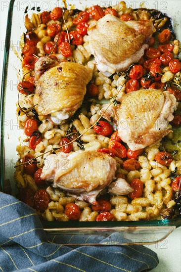 Baked chicken in casserole dish