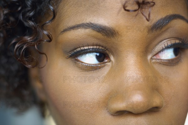 Close up of African woman looking sideways