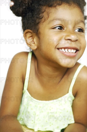 Close up of mixed race girl smiling