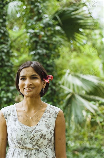 Indian woman with flower in her hair