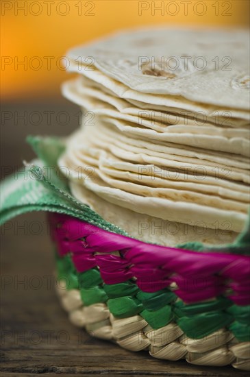 Close up of organic flour tortillas