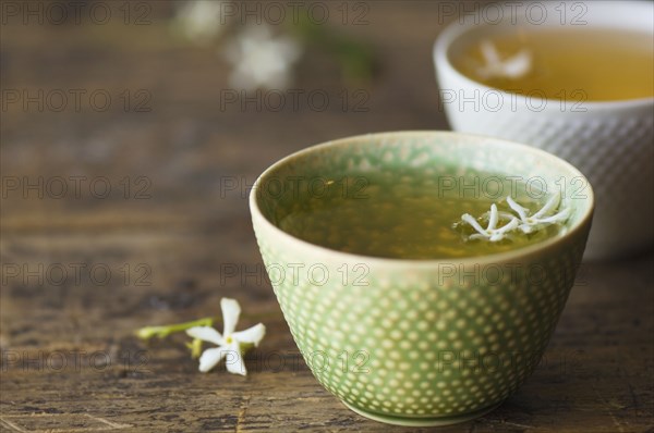 Close up of jasmine tea in teacup