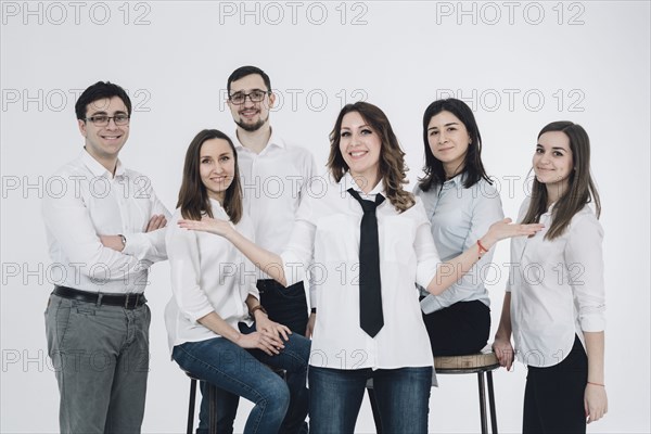 Portrait of confident Caucasian men and women