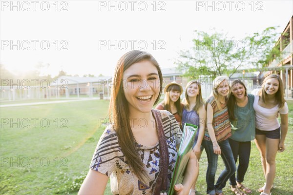 Caucasian friends standing together