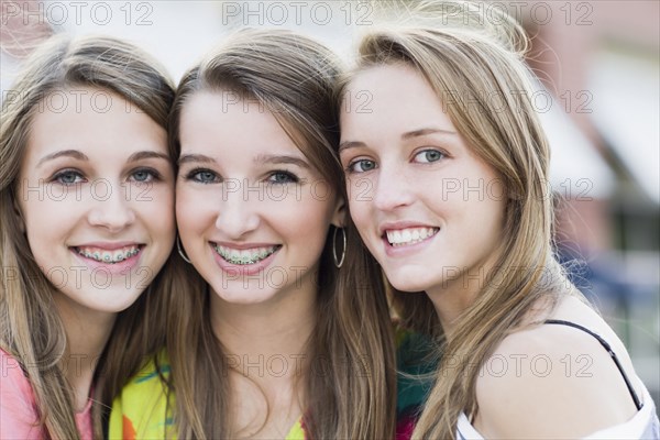 Smiling Caucasian friends