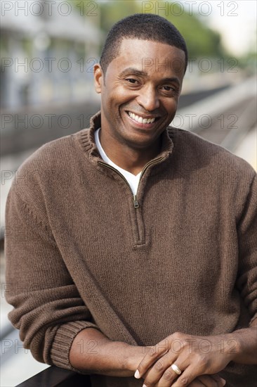 Close up of Black man smiling outdoors