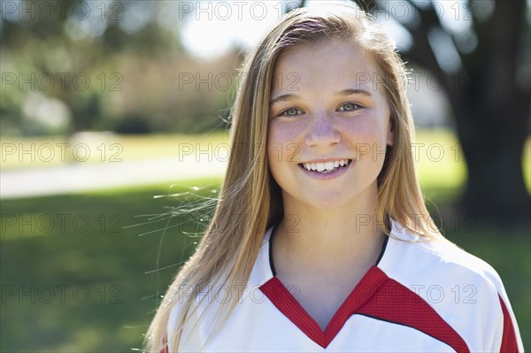 Close up of Caucasian girl smiling