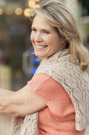 Close up of smiling Caucasian woman