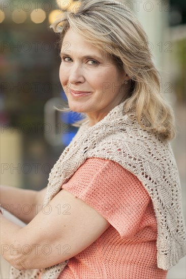 Close up of smiling Caucasian woman