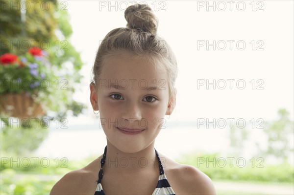 Caucasian girl smiling outdoors