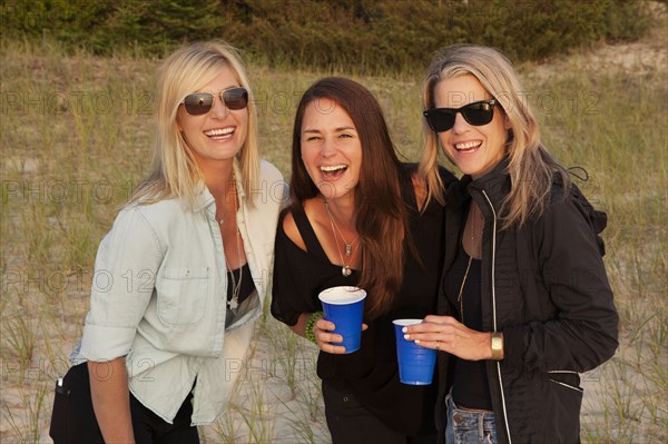 Caucasian women relaxing outdoors