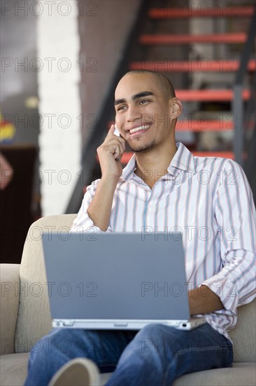 African American man talking on cell phone