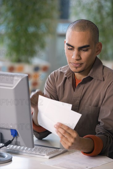 African American man working at home