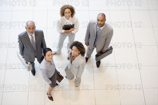 High angle view of Multi-ethnic businesspeople