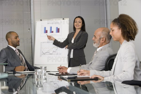 Asian businesswoman giving presentation