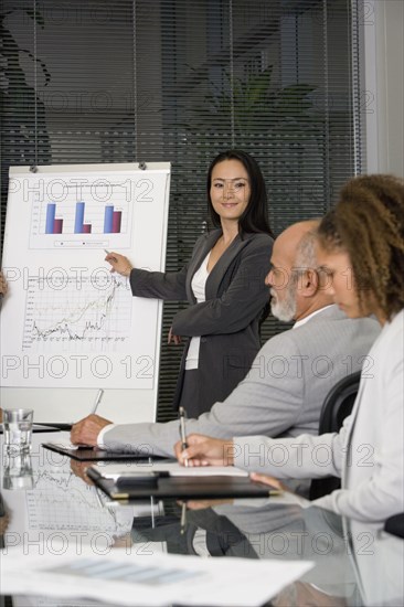 Asian businesswoman giving presentation