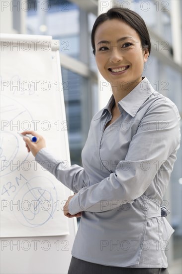 Asian businesswoman giving presentation