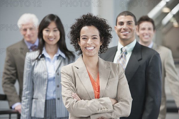 Business people smiling in office