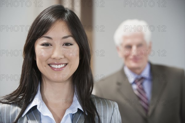 Businesswoman smiling in office