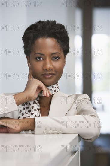 Businesswoman smiling in office