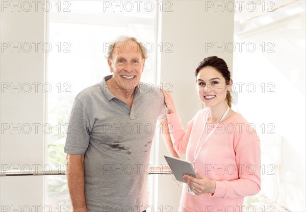 Portrait of Caucasian trainer and man