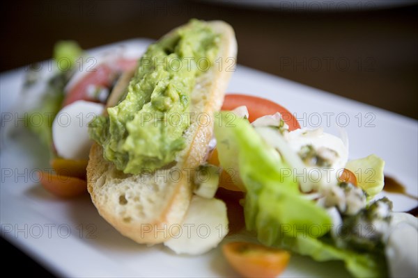 Close up of avocado salad on plate