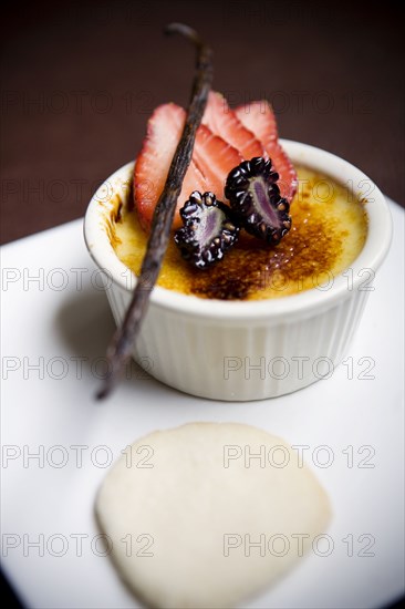 Close up of berry souffle on plate