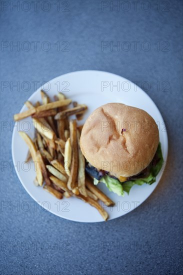 Cheeseburger and french fries