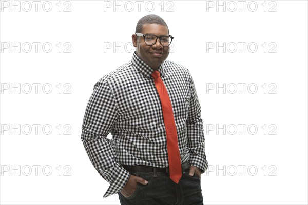 Black businessman smiling