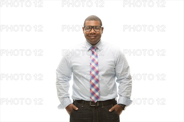 Black businessman smiling