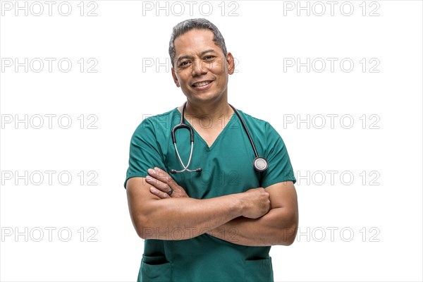Pacific Islander nurse standing with arms crossed