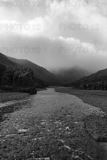 Gravel stream in remote mountains