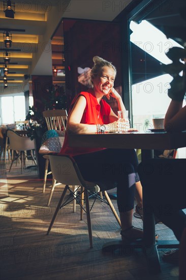 Women relaxing in cafe