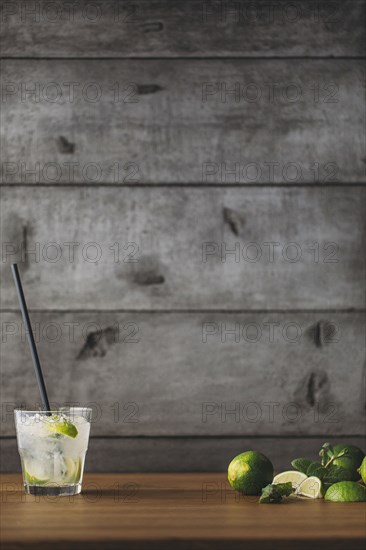 Mojito cocktail with lime and mint