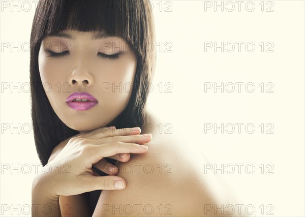 Close up of glamorous woman with eyes closed