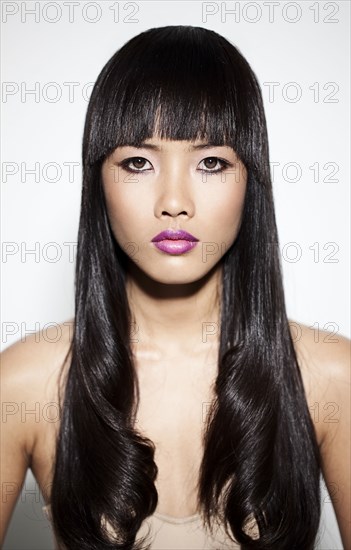 Close up of glamorous woman with long hair