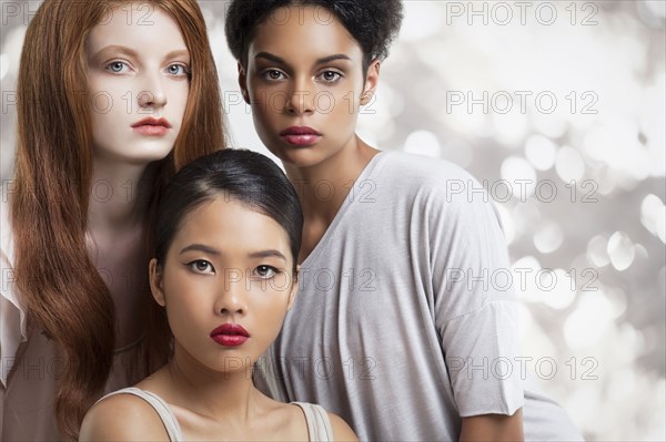 Close up of serious women posing