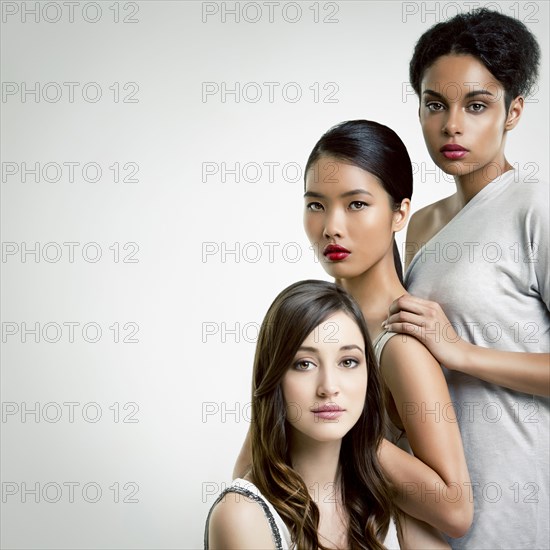 Close up of serious women posing