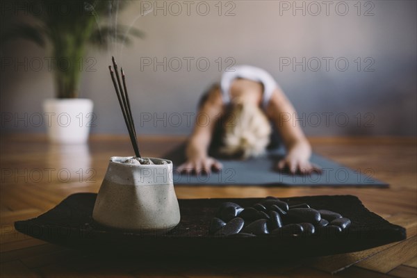 Incense burning in yoga studio