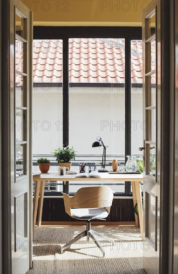 Empty chair in home study