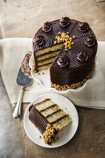 Slice of peanut butter banana cake