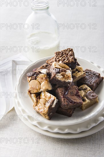 Chocolate brownies and milk