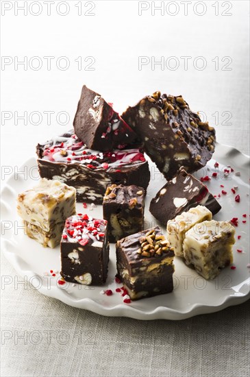 Plate of peppermint fudge