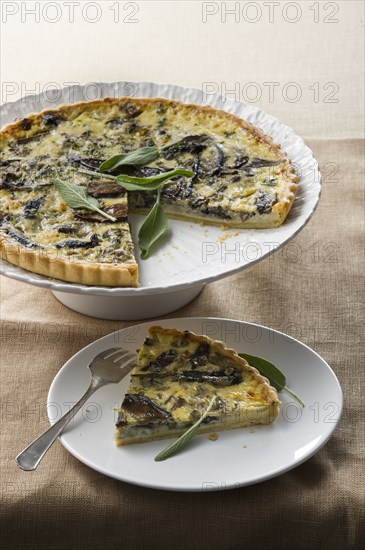 Slice of mushroom tart