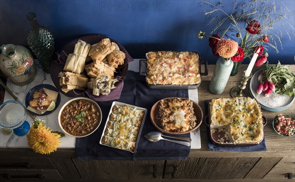 Food on buffet table