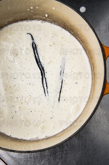 Vanilla ice cream in pot